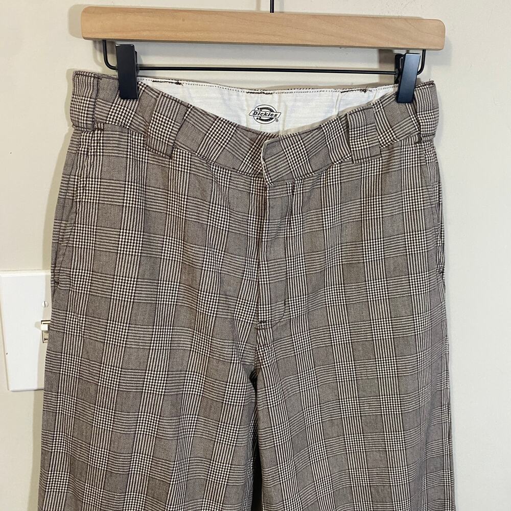 Dickies Relaxed Fit Glen Plaid Bakerhill Pant Brown Tan 100% Cotton Sz 6R - Picture 4 of 12